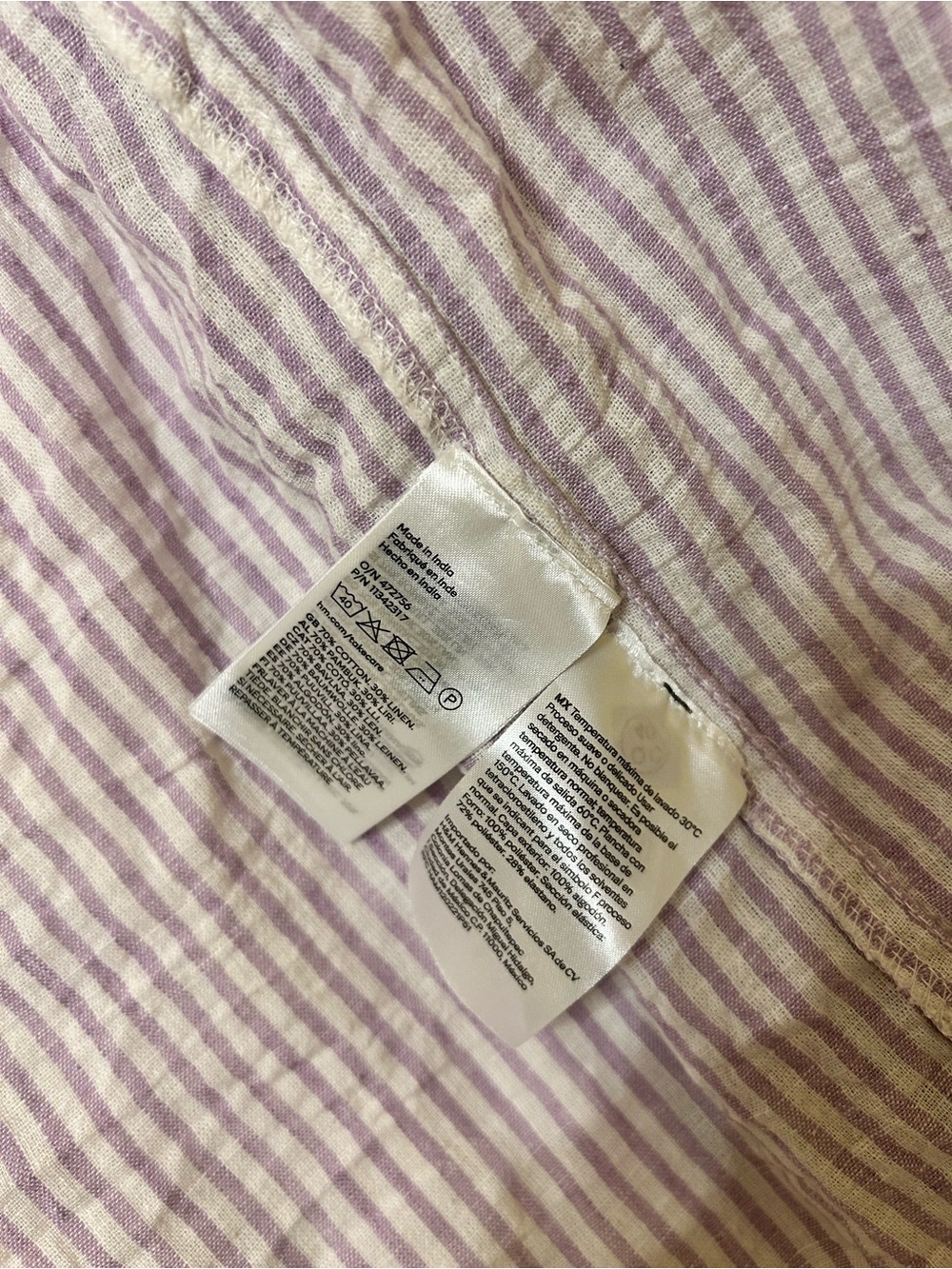 H&M Women's Lavender and White Oversized Striped Button Down Shirt - Picture 3 of 4